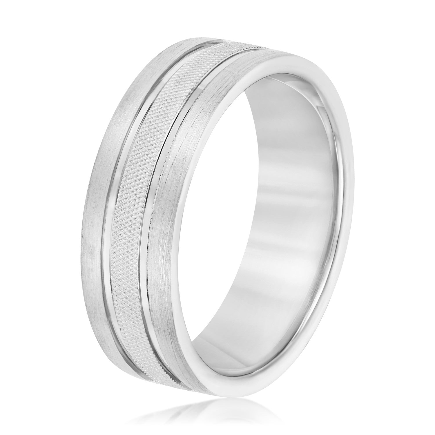 Double Row Comfort Fit Men's Wedding Band-VIRABYANI